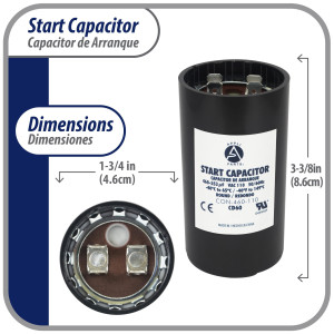 Appli Parts CON-460-110 Capacitor de Arranque 460-553 MFD (microfaradios) uF, 110-125 VAC. Universal para Motores Electricos, condensador de arranque de 4.6 cm de Diametro, 8.6 cm de Alto