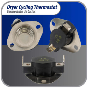 Appli Parts APTD-L155 Cycling thermostat L155-15F universal replacement for multiple brand dryers older commercial models only 2 connections replaces 60T11, D501759 Appli Parts APTD-L155 Cycling thermostat L155-15F universal replacement for multiple brand dryers older commercial models only 2 connections replaces 60T11, D501759