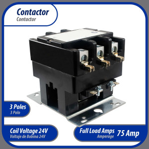 Appli Parts APAC-37524 Heavy Duty 3 Poles Contactor 75 Amp 24 Volts Coil Replacement for ac Compressor and Electrical Applications UL Certified 476929