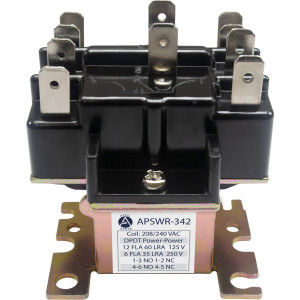 Appli Parts APSWR-342 Rele de conmutacion 90-342, uso general, DPDT, Doble Polo, Doble Tiro, bobina de 208/240V, CA, aplicacion HVAC y otras instalaciones electricas generales. Remplaza APSR-342