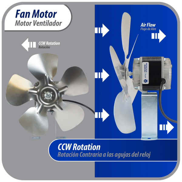 Appli Parts APFM-251E 25W Condenser and Evaporator Fan Motor 115V 60Hz 1.2A, Includes 12in Aluminum Fan Blade and Mounting Base, Universal Replacement for Commercial Refrigeration Units Appli Parts APFM-251E 25W Condenser and Evaporator Fan Motor 115V 60Hz 1.2A, Includes 12in Aluminum Fan Blade and Mounting Base, Universal Replacement for Commercial Refrigeration Units
