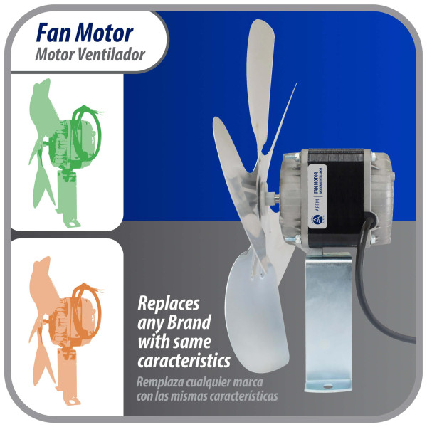 Appli Parts APFM-251E 25W Condenser and Evaporator Fan Motor 115V 60Hz 1.2A, Includes 12in Aluminum Fan Blade and Mounting Base, Universal Replacement for Commercial Refrigeration Units Appli Parts APFM-251E 25W Condenser and Evaporator Fan Motor 115V 60Hz 1.2A, Includes 12in Aluminum Fan Blade and Mounting Base, Universal Replacement for Commercial Refrigeration Units