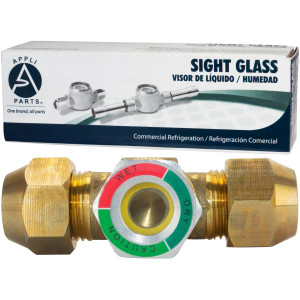 Appli Parts APSG-34 3/4 in Sight Glass and liquid moisture indicator Flare connections with take-apart Body for HVAC/R installations suitable for CFC HCFC HFC refrigerants
