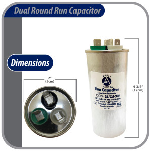 Appli Parts Condensador Capacitor de Marcha 35+7.5 Mfd uF (microfaradios) 370VAC CBB65 Universal Aire acondicionado y otras aplicaciones Redondo UL E476928 5cm Ancho 12cm Alto CON-35/7.5-370-R Appli Parts Condensador Capacitor de Marcha 35+7.5 Mfd uF (microfaradios) 370VAC CBB65 Universal Aire acondicionado y otras aplicaciones Redondo UL E476928 5cm Ancho 12cm Alto CON-35/7.5-370-R