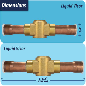 Appli Parts APSG-34AS Visor de Liquido 3/4 pulg Indicador de Humedad con conexiones Soldable con cuerpo solido para Sistemas de Refrigeracion y Aire Acondicionado compatible con refrigerantes CFC, HCFC, HFC
