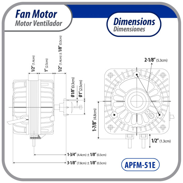 Appli Parts APFM-51E 5W Condenser and Evaporator Fan Motor 115V 60Hz 0.4A, Includes 8in Aluminum Fan Blade and Mounting Base, Universal Replacement for Commercial Refrigeration Units Appli Parts APFM-51E 5W Condenser and Evaporator Fan Motor 115V 60Hz 0.4A, Includes 8in Aluminum Fan Blade and Mounting Base, Universal Replacement for Commercial Refrigeration Units