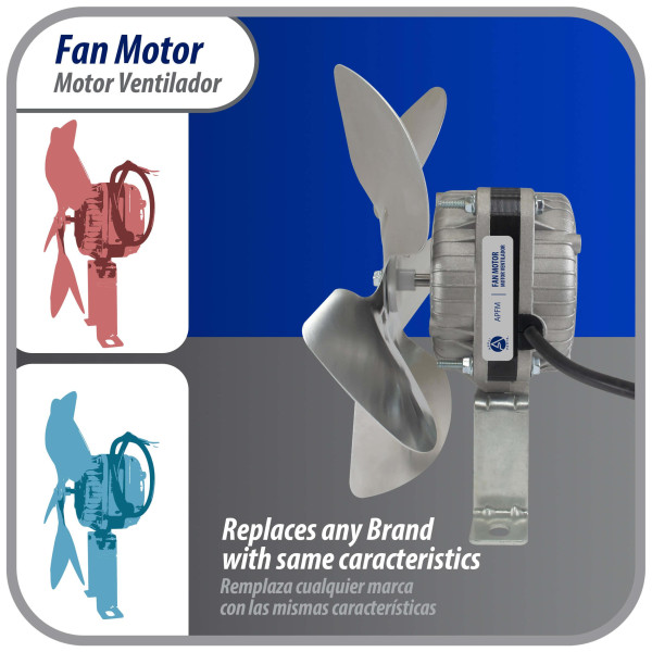 Appli Parts APFM-51E 5W Condenser and Evaporator Fan Motor 115V 60Hz 0.4A, Includes 8in Aluminum Fan Blade and Mounting Base, Universal Replacement for Commercial Refrigeration Units Appli Parts APFM-51E 5W Condenser and Evaporator Fan Motor 115V 60Hz 0.4A, Includes 8in Aluminum Fan Blade and Mounting Base, Universal Replacement for Commercial Refrigeration Units
