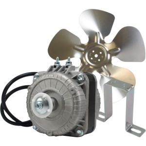 Appli Parts APFM-101E Motor Ventilador 10W Condensador y Evaporador 115V 60Hz 0.65A, Incluye Aspa de Aluminio de 23cm y Base de Montaje, Repuesto Universal para Equipos de Refrigeracion Comercial